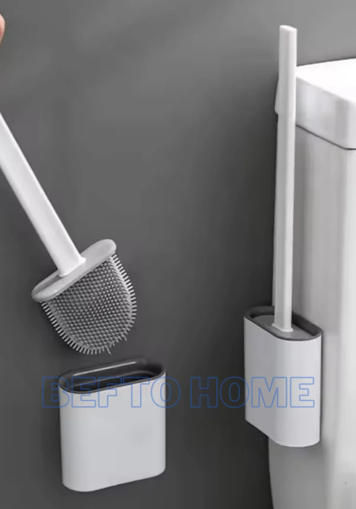 Beyaz Renk Silikon Banyo Tuvalet Klozet Temizleme Fırçası Ve Tutucu Wc Klozet Fırçası
