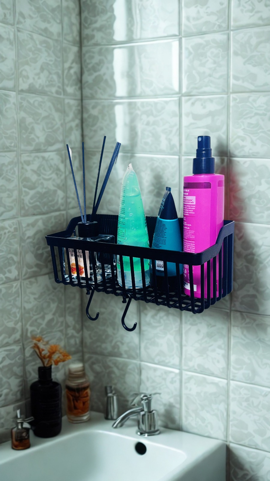 Yapışkanlı Banyo & MUTFAK Rafı Düzenleyici Duş Rafı & ŞAMPUANLIK & DETERJAN DÜZENLEYİCİ ASKILIK