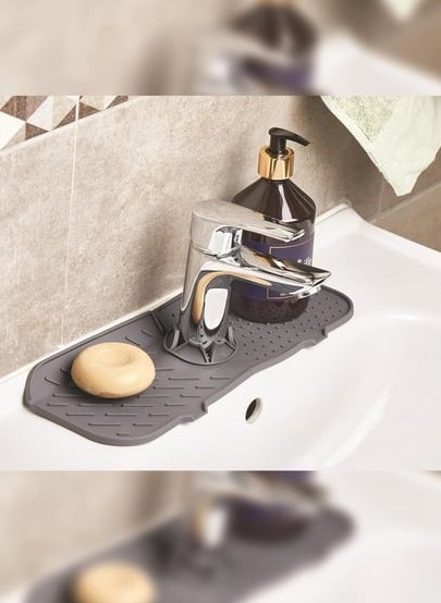 Silikon Lavabo Matı 13x36 cm – Kaymaz, Isıya Dayanıklı, Evye Koruyucu Mutfak Lavabo Pedi